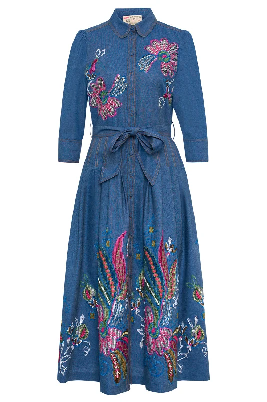 Belted Embroidered Dress