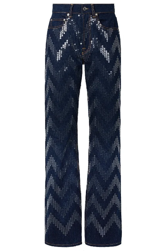 Sequin Denim Trousers